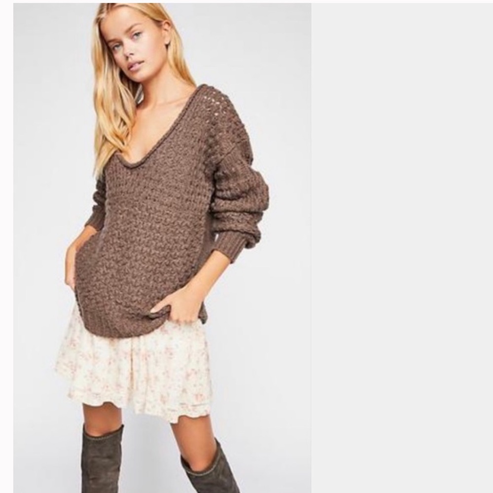 Free People Crashing Waves Pullover, Dark Brown